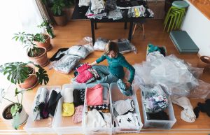 Family members sorting through belongings in a property
